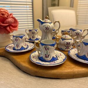Rare Limoges France hand painted stamped miniature Tea Set Luxury Vintage China